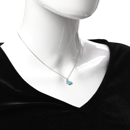 Van Cleef & Arpels 18K White Gold Turquoise Sweet Alhambra Butterfly Pendant Necklace 2 of 6