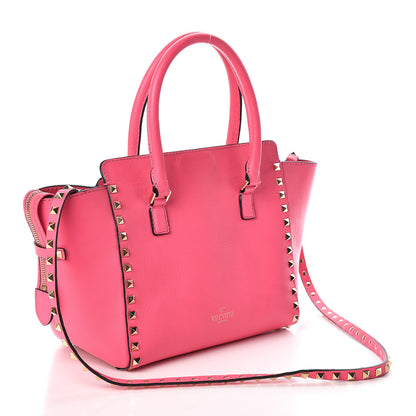 Valentino Garavani Vitello Small Rockstud Double Handle Tote Fuxia Fluo 3 of 10