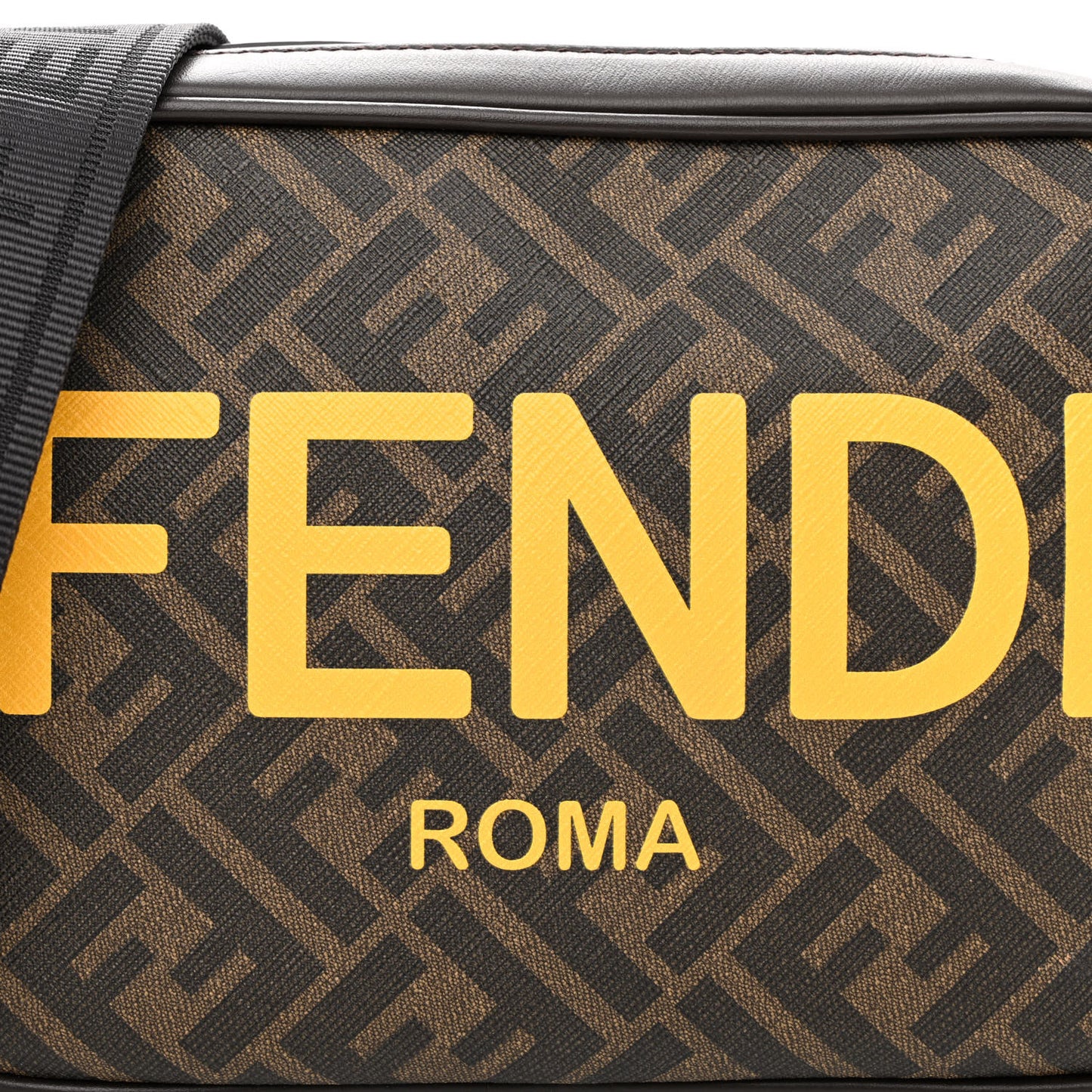 Shiny Glazed Fabric Vitello Cover FF 1974 Logo Medium Camera Case Tobacco Moro Giallo Ebano