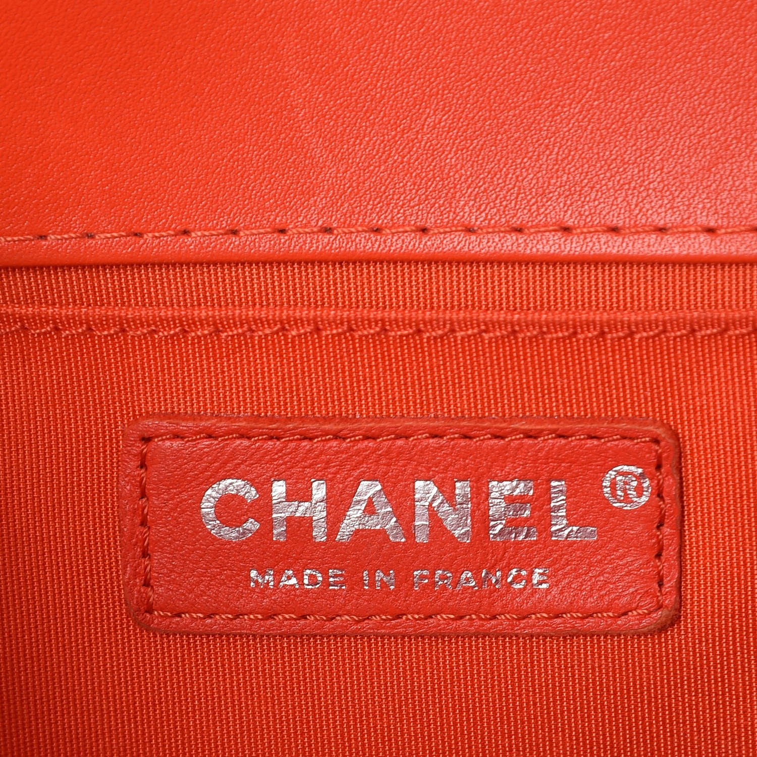 Chanel Calfskin Chevron Quilted Medium Braided Boy Flap Orange 6 of 10