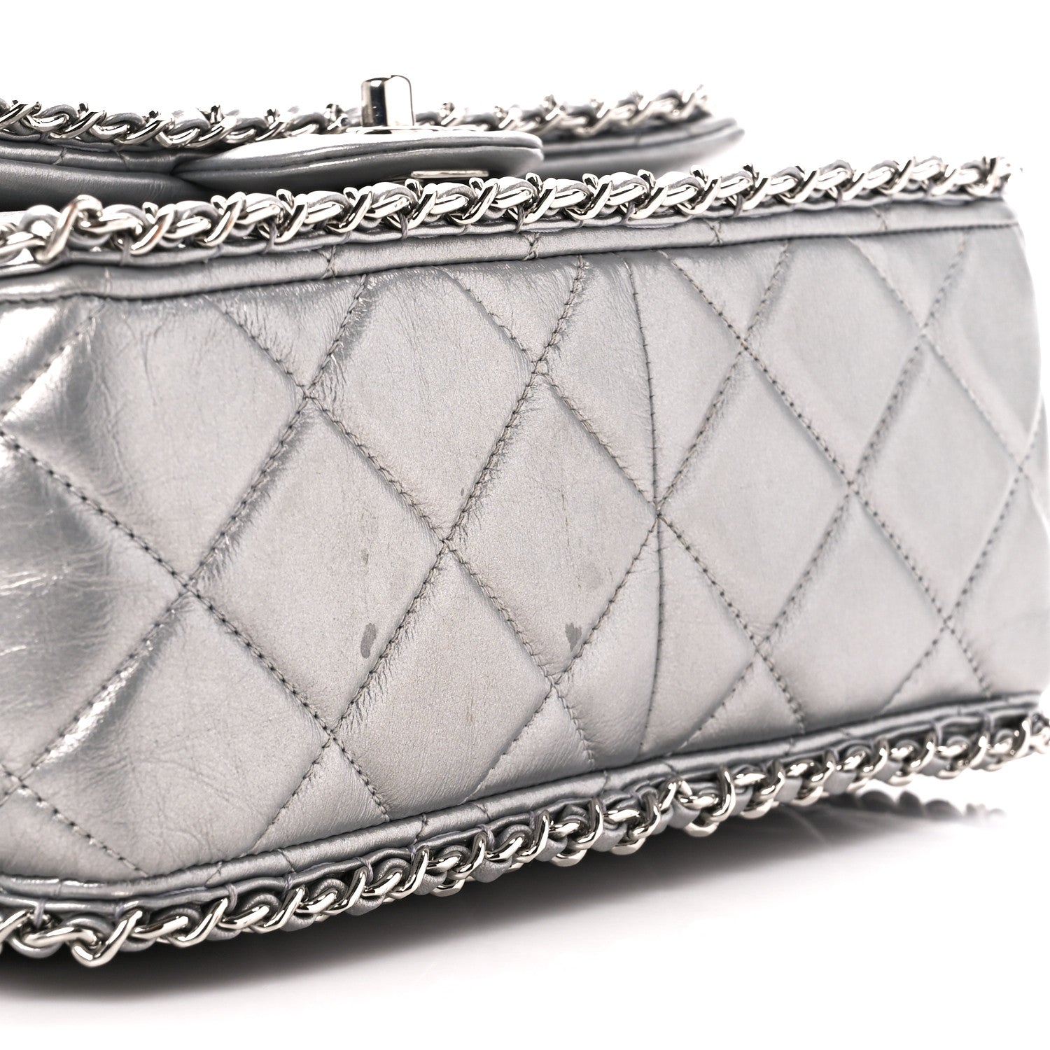 Chanel Metallic Lambskin Medium Chain All Over Flap Silver 12 of 12
