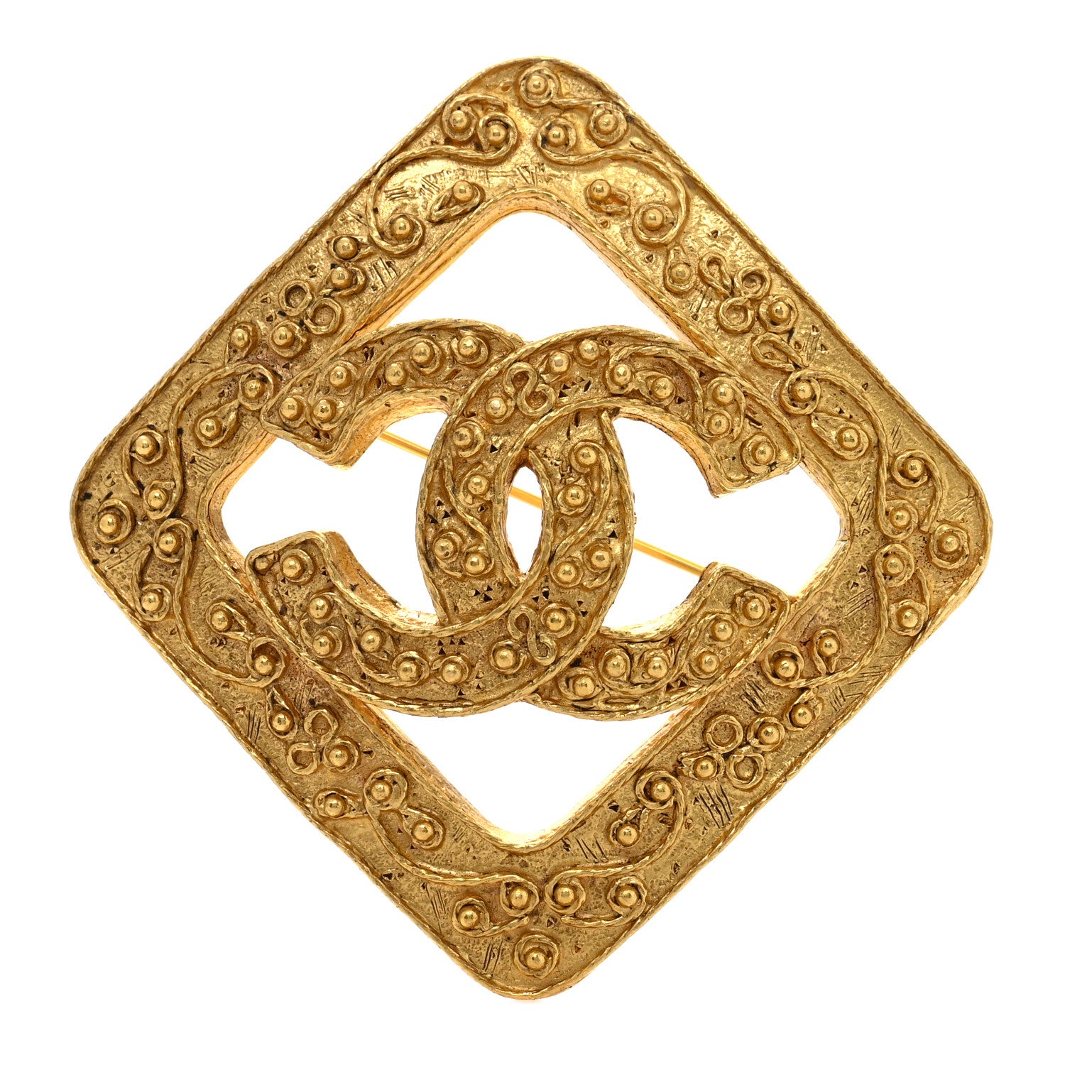 Chanel CC Square Brooch Gold 1 of 5