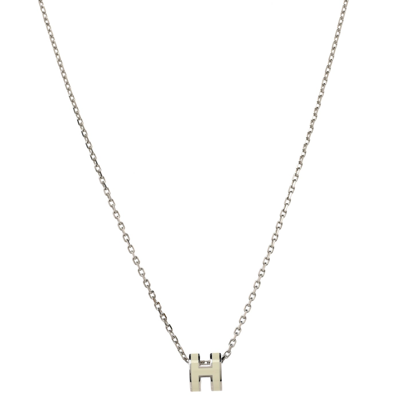 Lacquered Palladium Mini Pop H Pendant Necklace White
