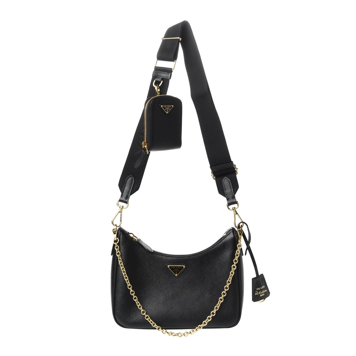 Saffiano Lux Re-Edition 2005 Shoulder Bag Black