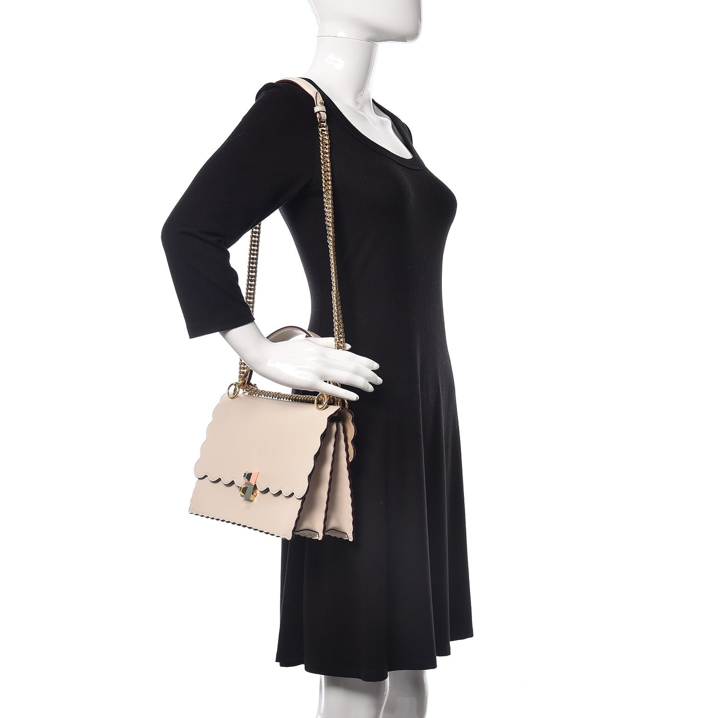 Vitello Liberty Scalloped Studded Kan I Shoulder Bag Camelia