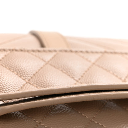 Saint Laurent Grain De Poudre Textured Mixed Matelasse Medium Triquilt Monogram Satchel Dark Beige 13 of 14