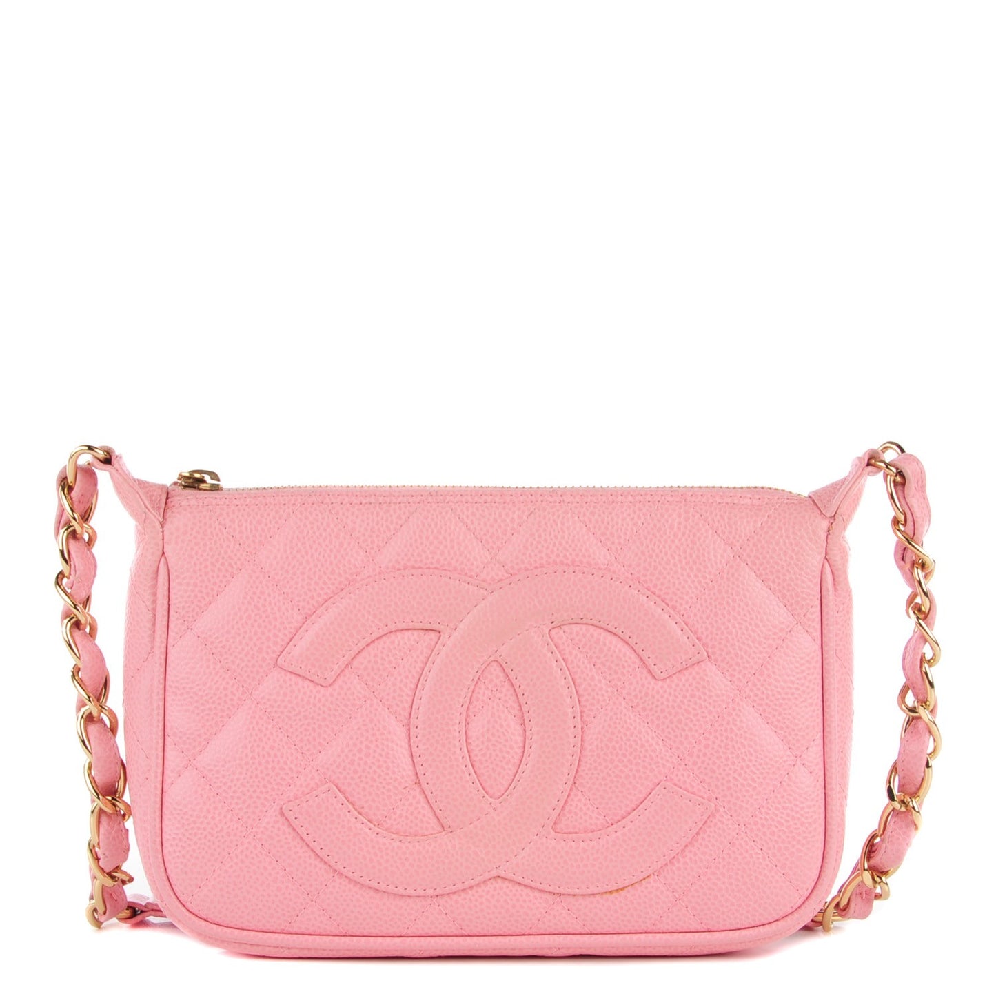 Caviar Quilted Pochette Pink