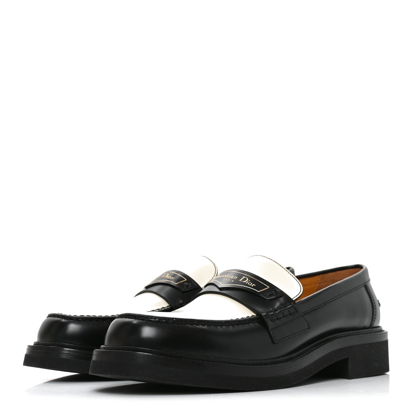Brushed Calfskin Boy Loafers 39 Black White