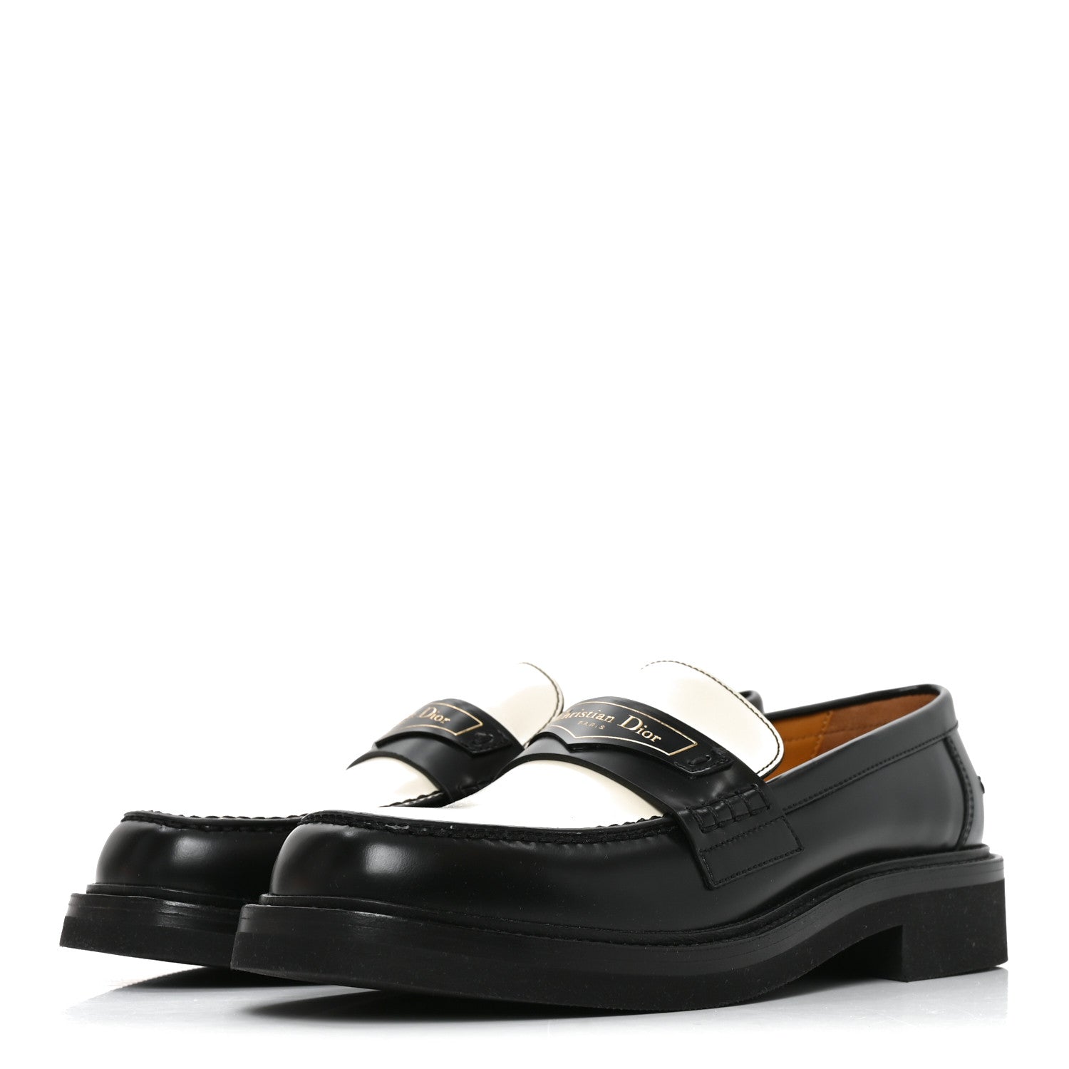 Christian Dior Brushed Calfskin Boy Loafers 39 Black White 3 of 8