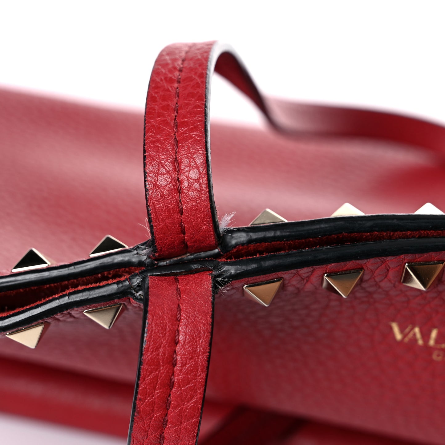 Grained Calfskin Rockstud Shoulder Tote Rosso Valentino