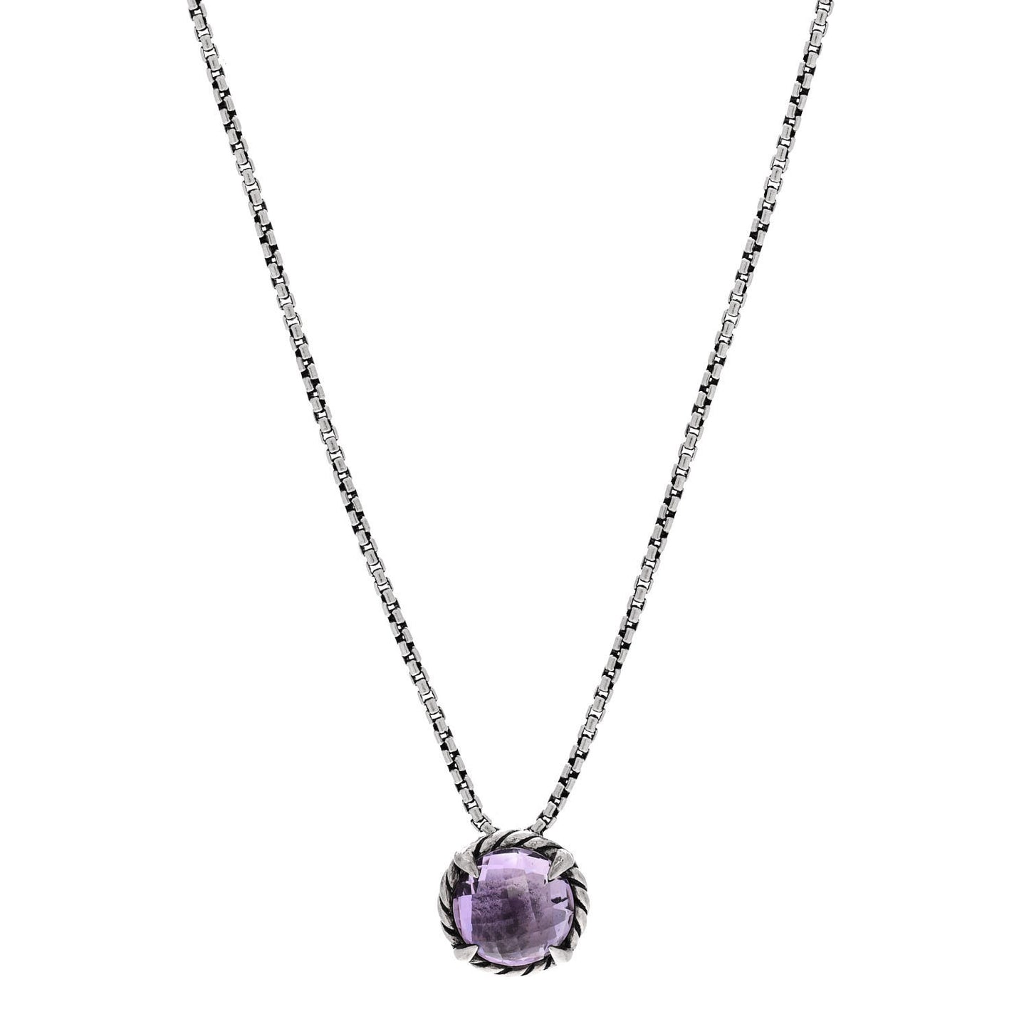 Sterling Silver Amethyst 8mm Petite Chatelaine Pendant Necklace