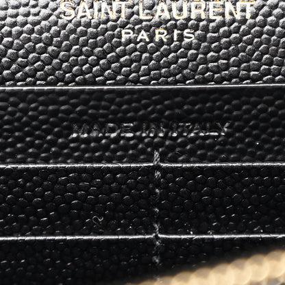 Saint Laurent Grain De Poudre Matelasse Chevron Monogram Chain Wallet Black 8 of 13