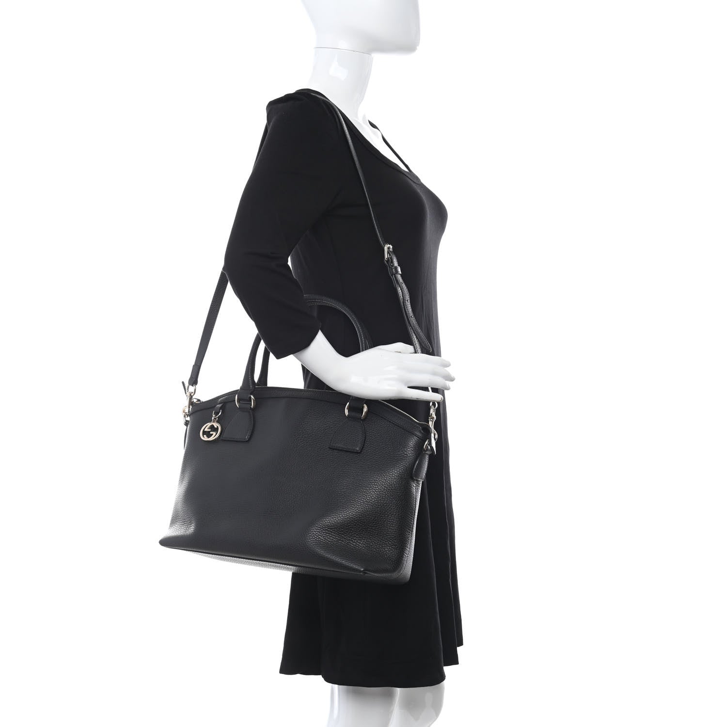 Gucci Dollar Calfskin GG Charm Dome Satchel Orange Black 2 of 10