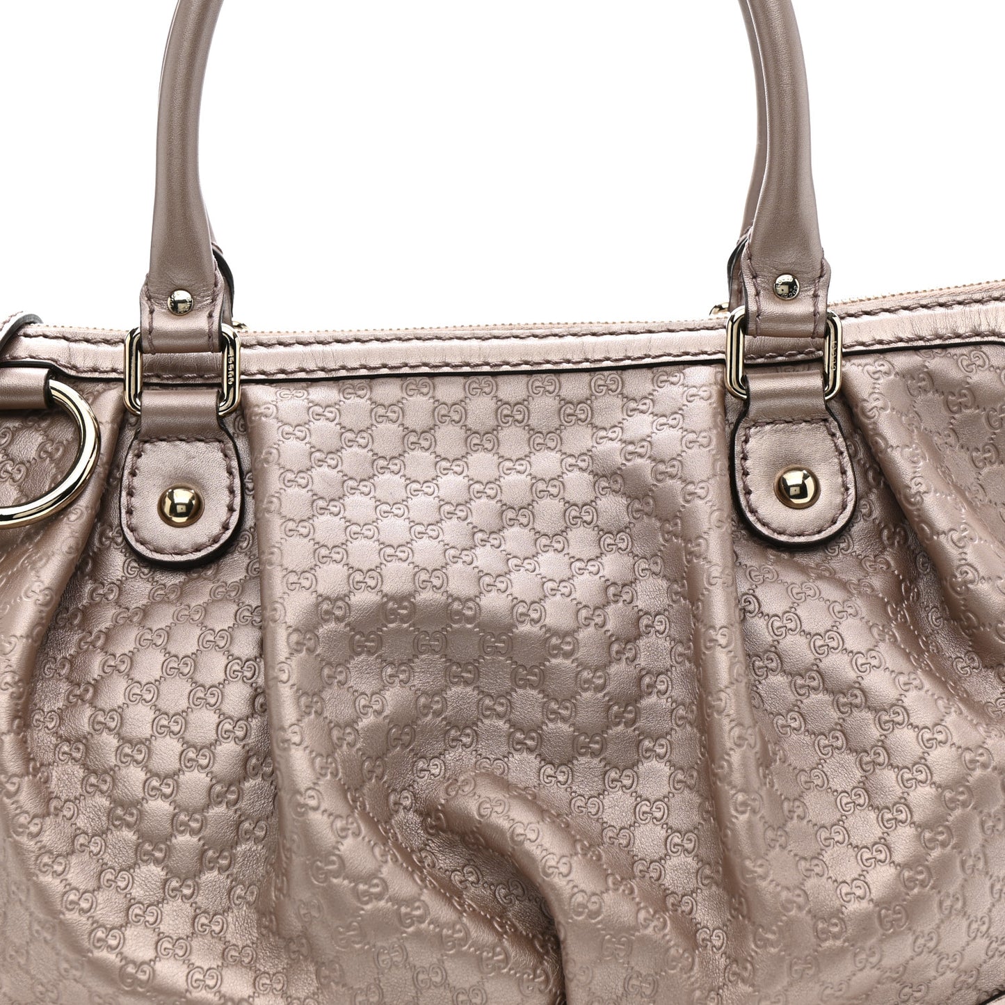 Metallic Microguccissima Medium Sukey Top Handle Bag Dark Cipria