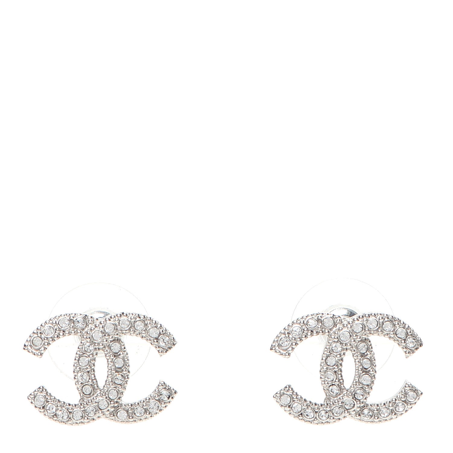 Chanel Crystal CC Earrings Silver 1 of 5