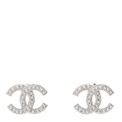 Chanel Crystal CC Earrings Silver 1 of 5