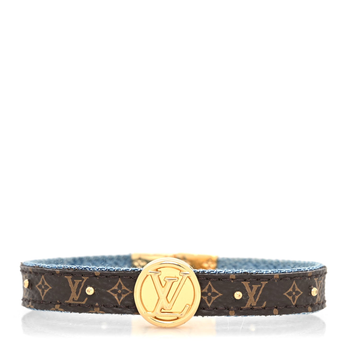 Monogram LV Circle Reversible Bracelet 19 Denim