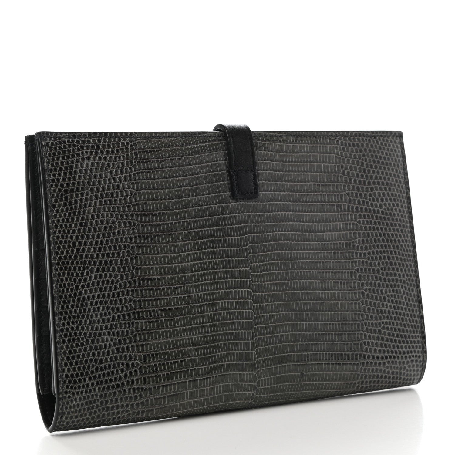 Celine Lizard Calfskin Large Multifunction Strap Wallet Black 3 of 9