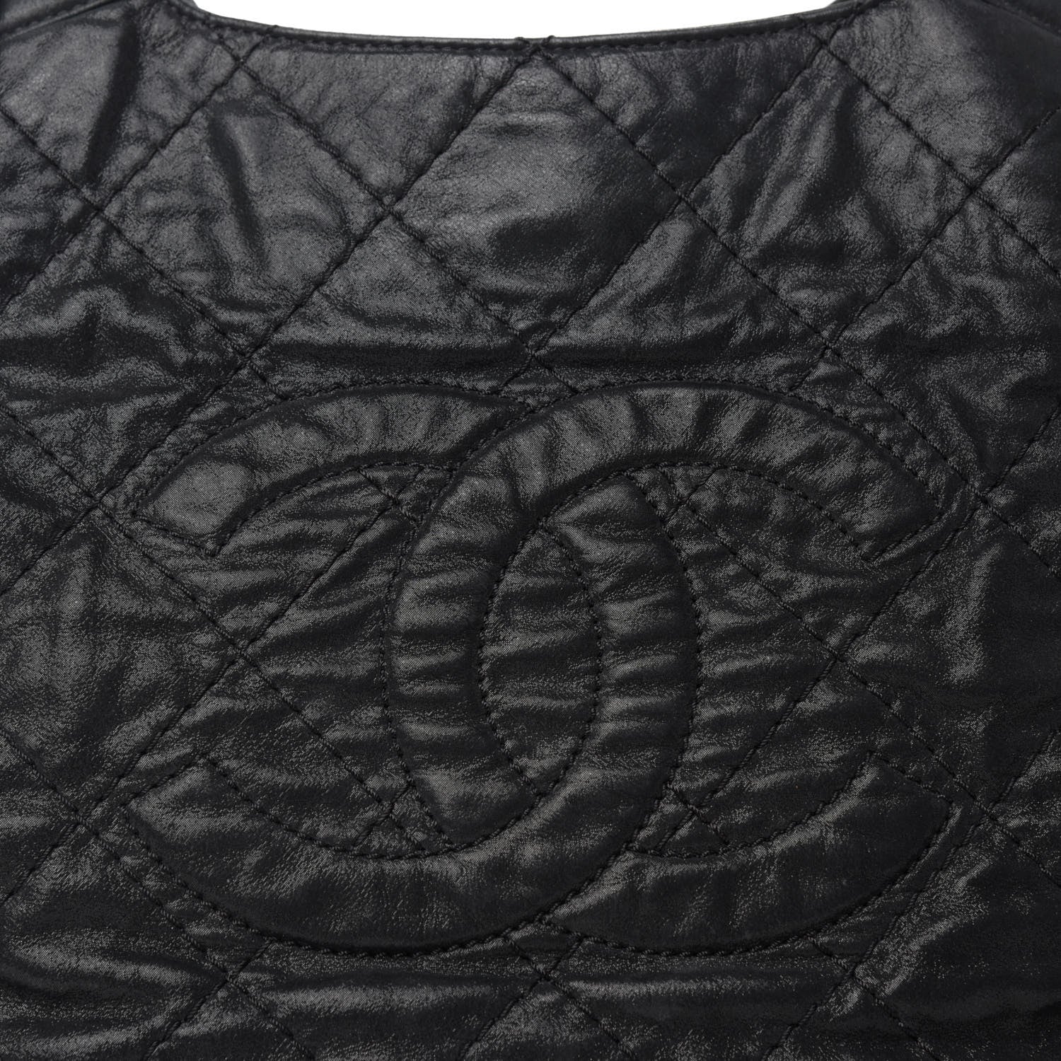 Chanel Iridescent Calfskin Stitched CC Shopping Tote Black 8 of 13