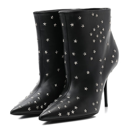 Saint Laurent Calfskin Star Studded Ankle Booties 38 Black 3 of 8