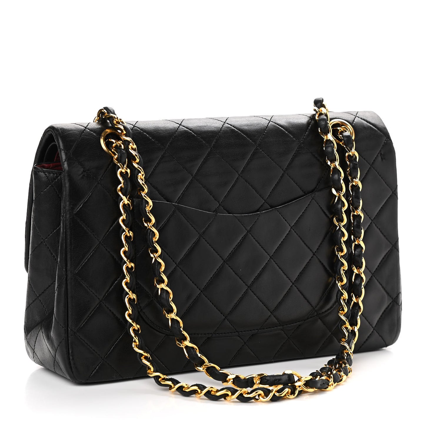 Lambskin Quilted Medium Double Flap Black