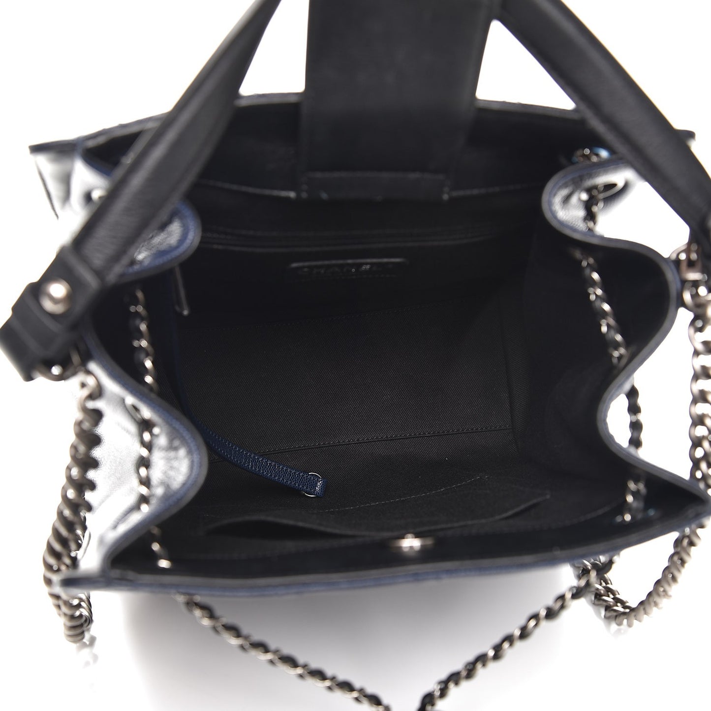 Caviar Quilted Medium CC Bucket Bag Dark Blue