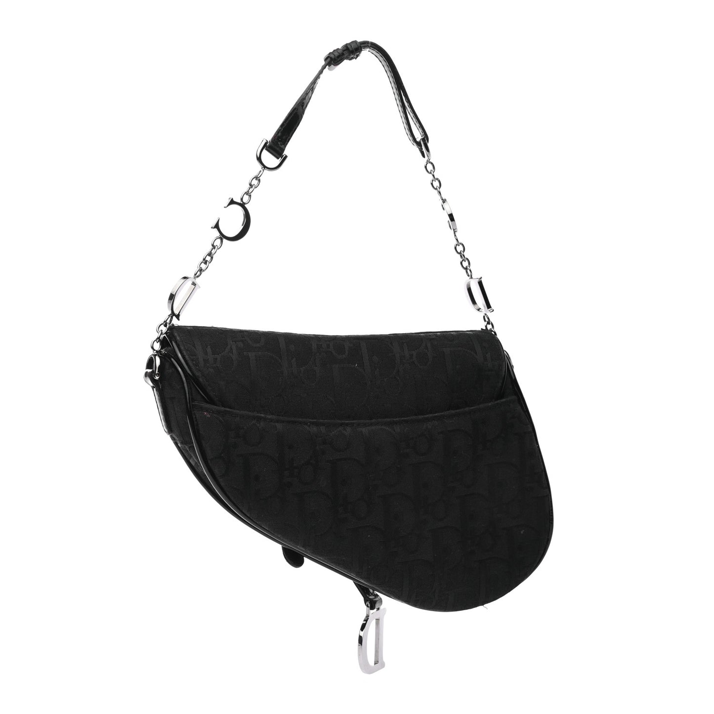 Canvas Bead Embroidered Mini Saddle Black