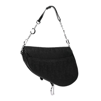 Christian Dior Canvas Bead Embroidered Mini Saddle Black 3 of 6