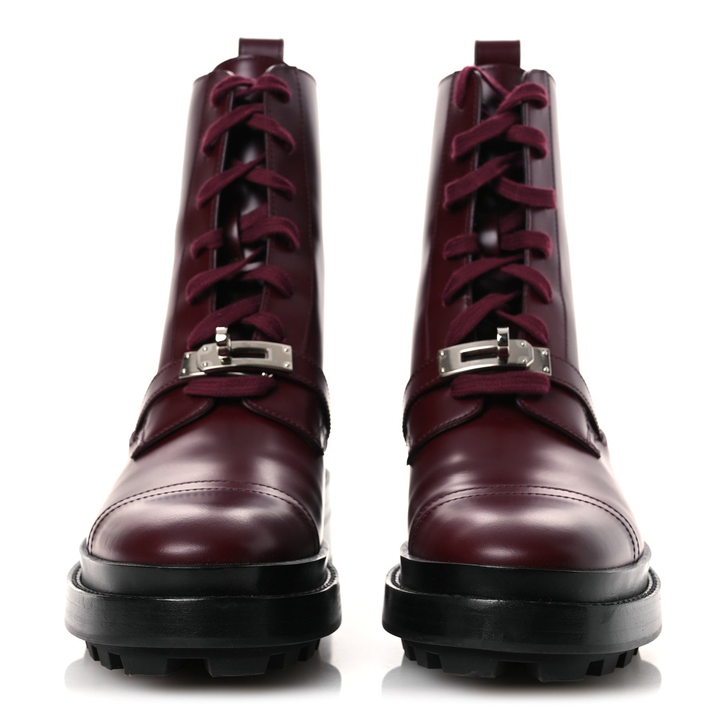 Glossed Calfskin Funk Ankle Boots 36.5 Rouge H