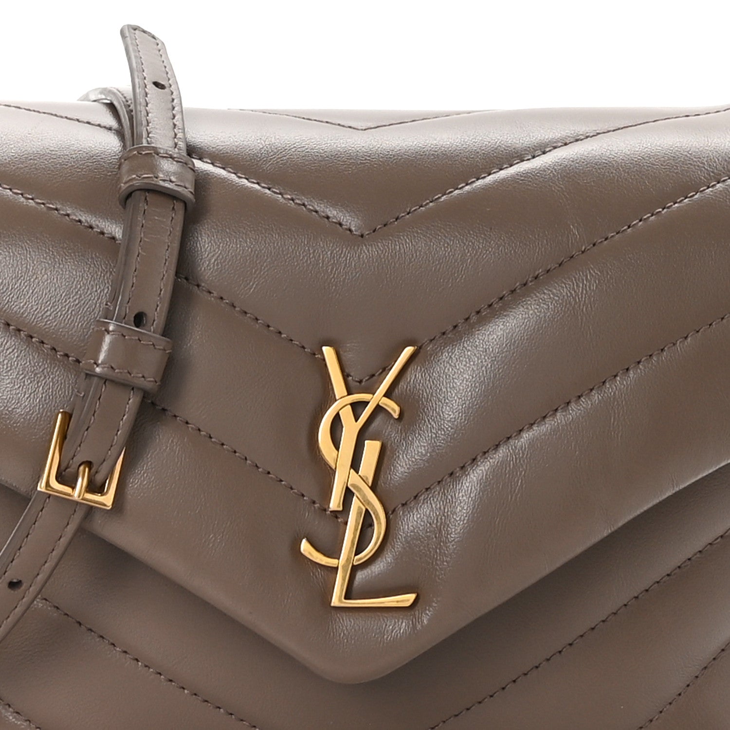 Saint Laurent Calfskin Y Quilted Monogram Toy Loulou Crossbody Bag Taupe 9 of 12