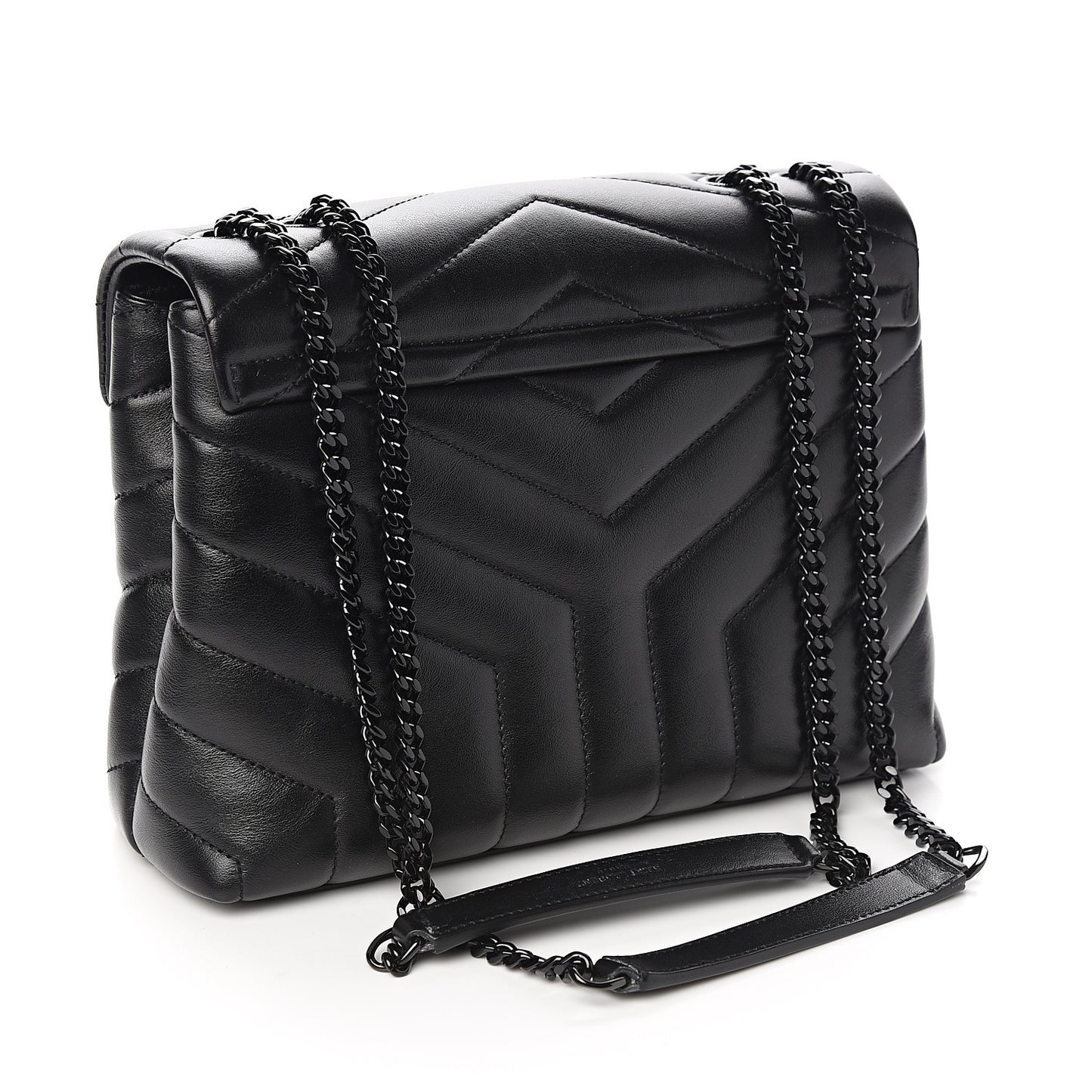 Calfskin Y Quilted Monogram Small Loulou Chain Satchel Black