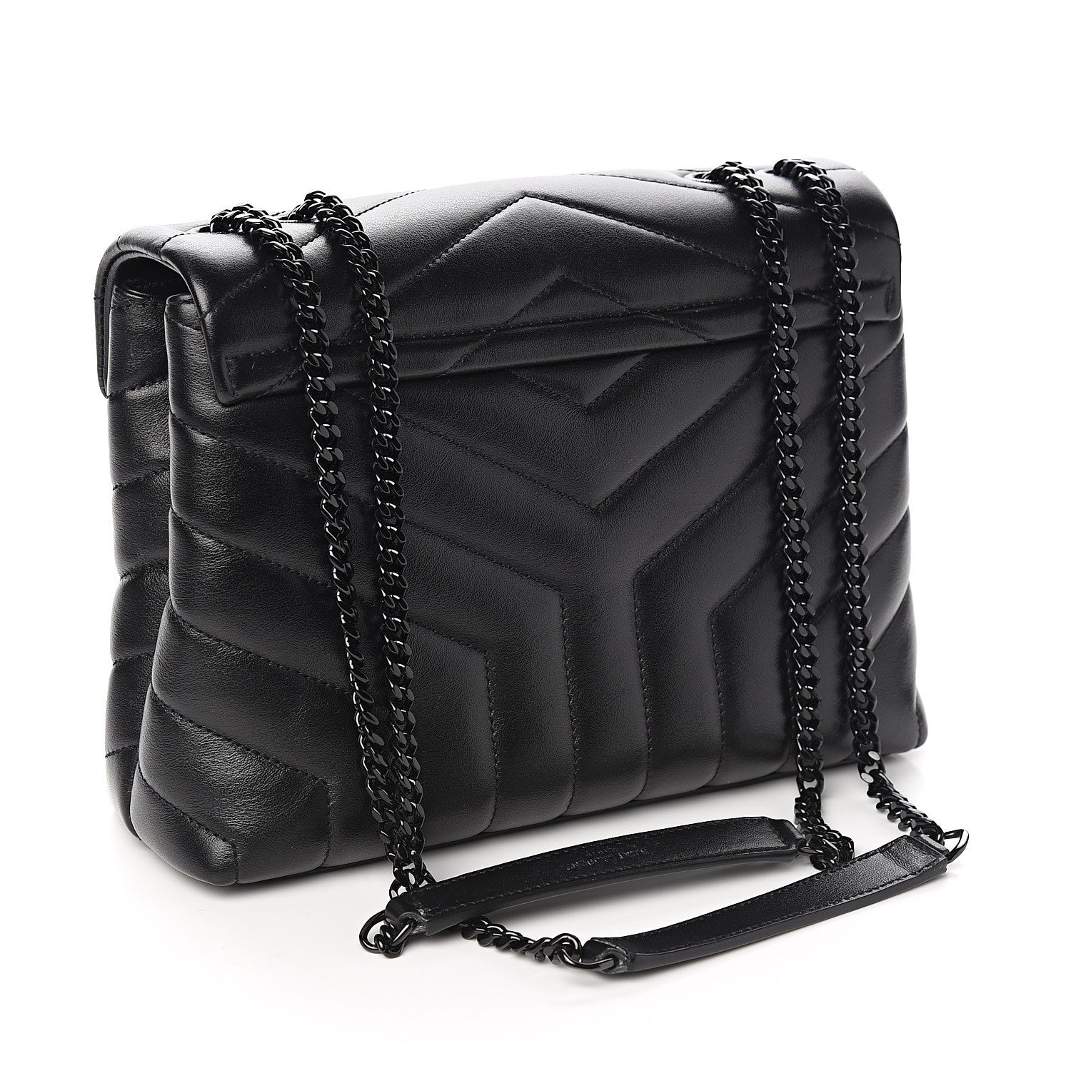 Saint Laurent Calfskin Y Quilted Monogram Small Loulou Chain Satchel Black 2 of 9