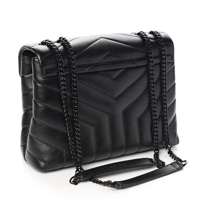 Saint Laurent Calfskin Y Quilted Monogram Small Loulou Chain Satchel Black 2 of 9