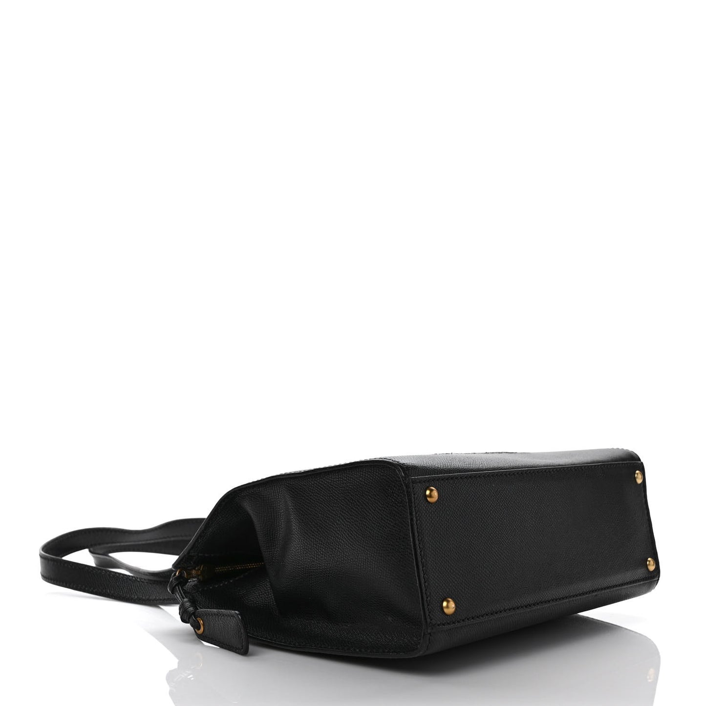 Grained Calfskin Logo Shoulder Bag Black