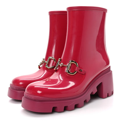 Gucci Rubber Womens Horsebit Ankle Boots 37 Petunia 3 of 7