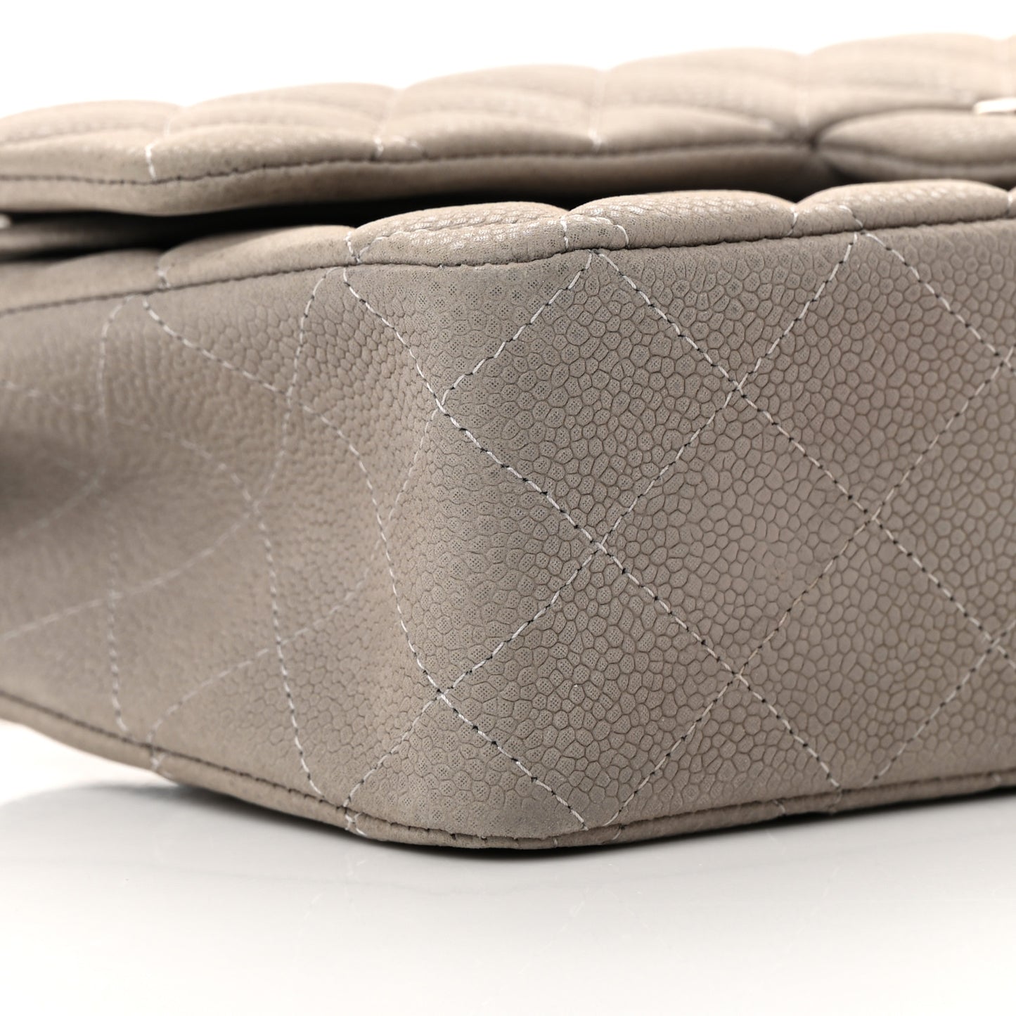 Iridescent Caviar Quilted Medium Double Flap Grey