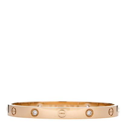 Cartier 18K Yellow Gold 4 Diamond LOVE Bracelet 17 1 of 6