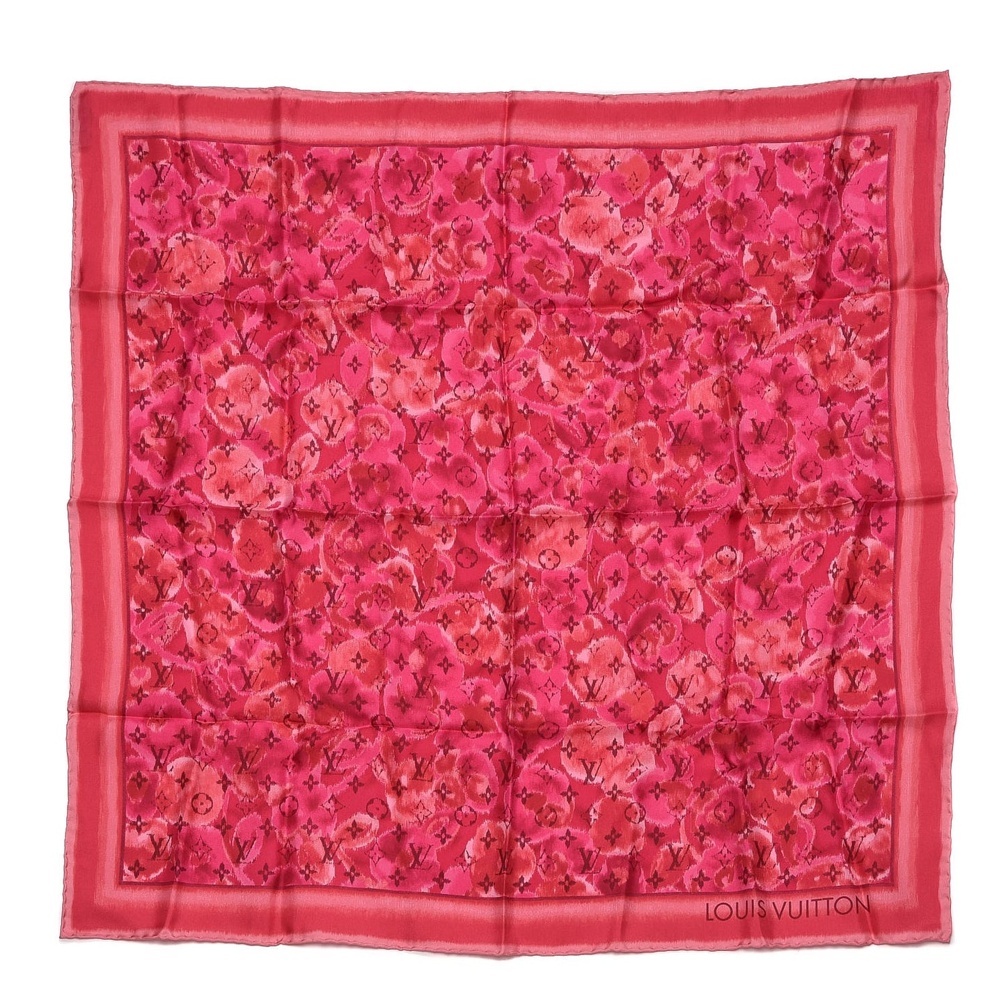 Silk Monogram Ikat Summer Square Scarf Rose Indien