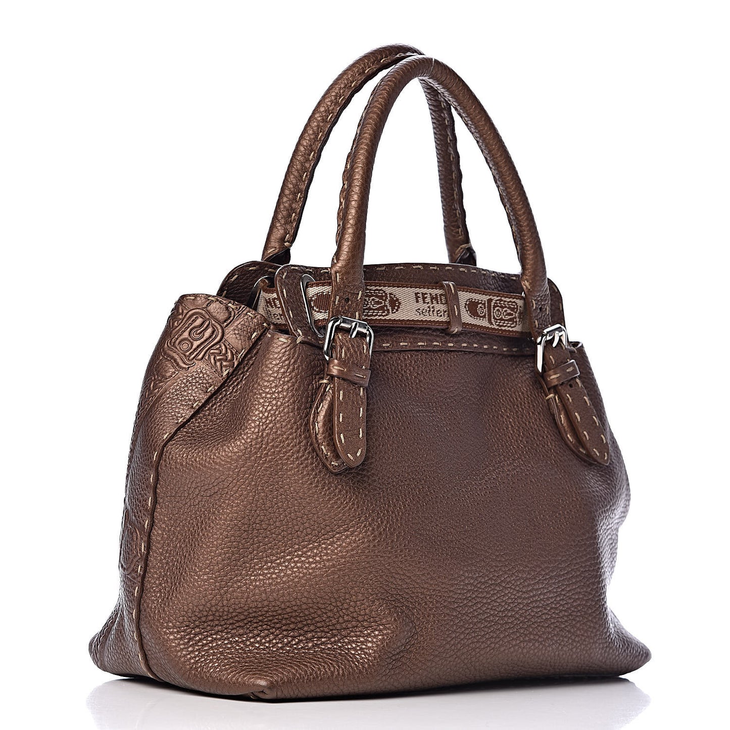 Calfskin Romano Selleria Small Villa Borghese Tote Bronze