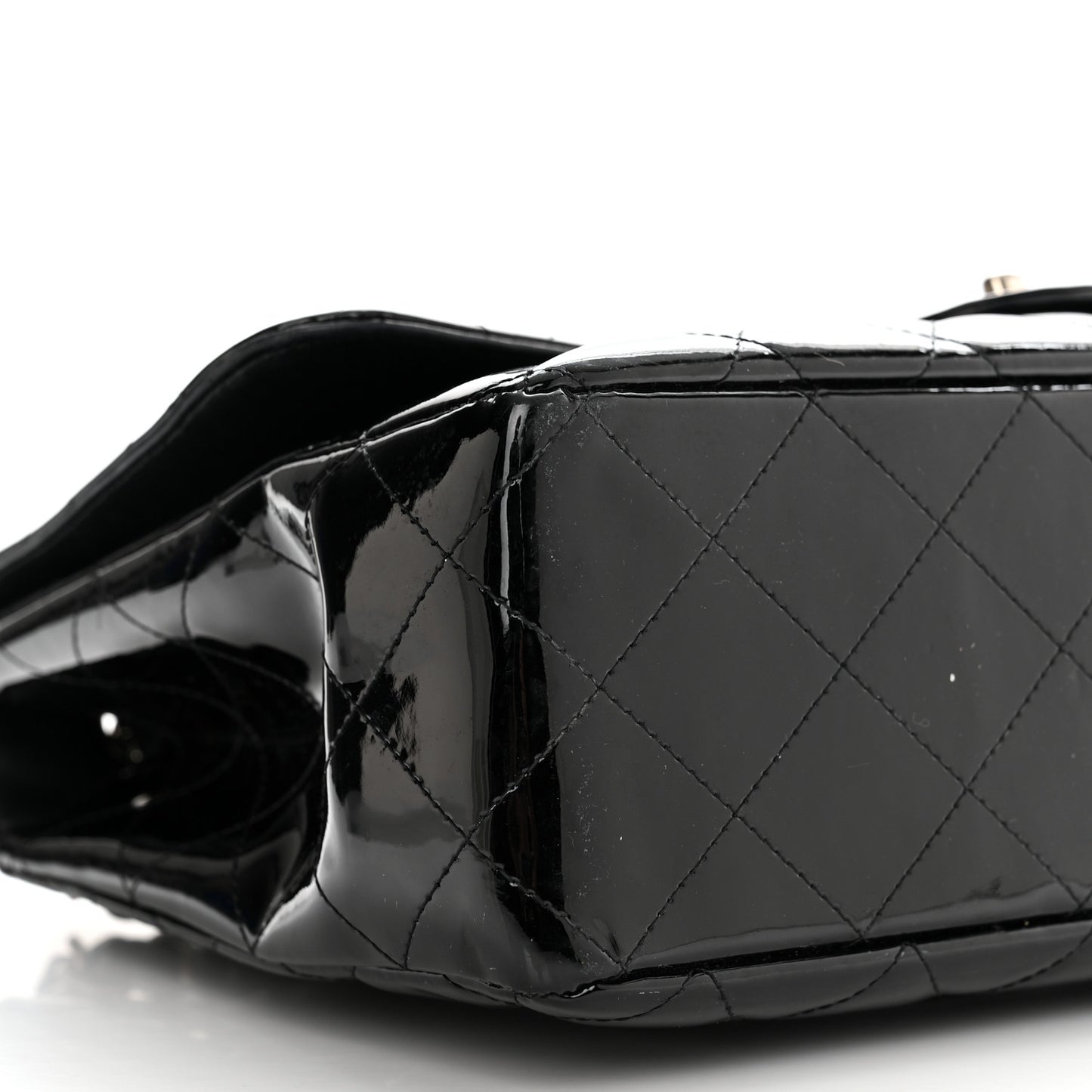 Patent Quilted Jumbo Single Flap Black