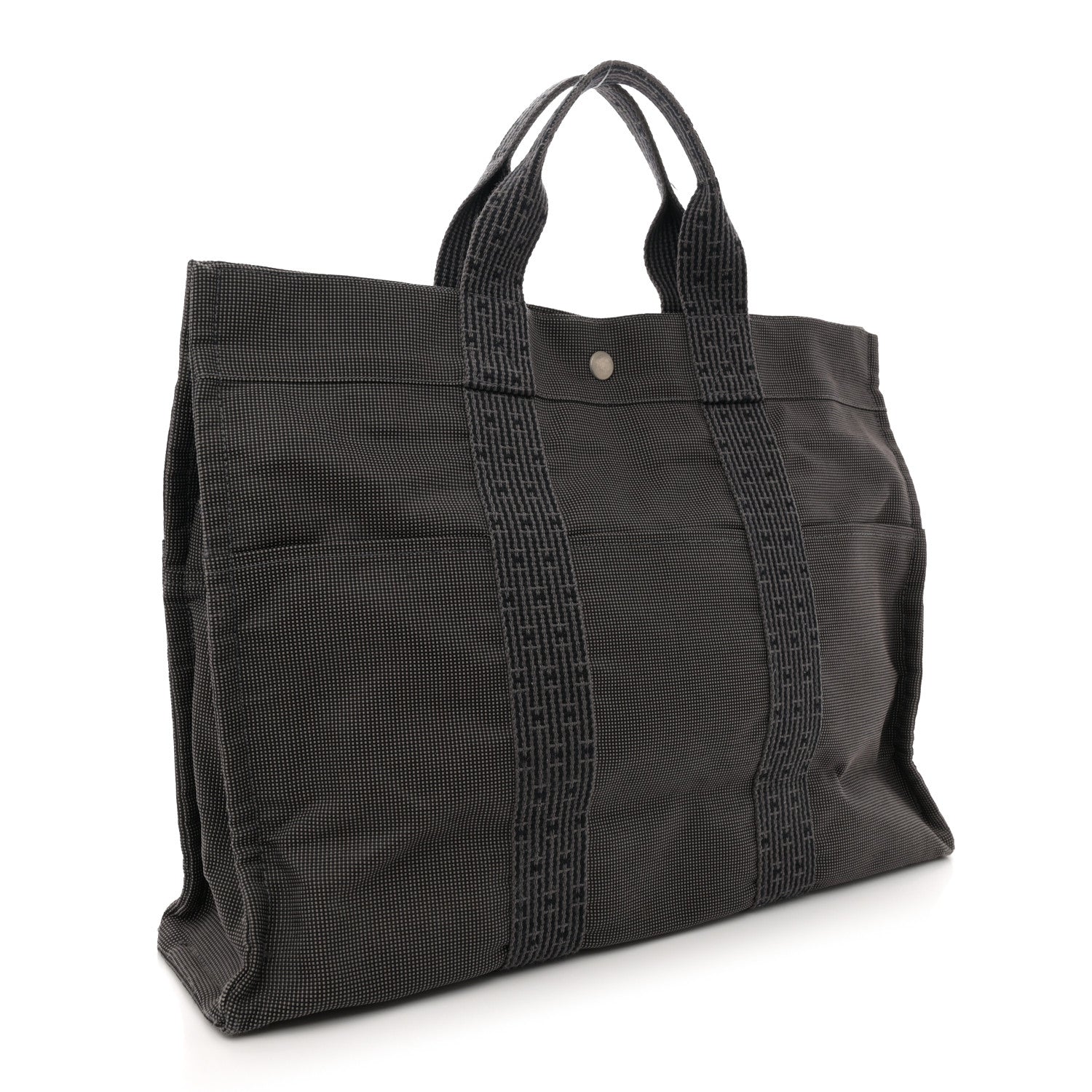 Hermes Canvas Herline MM Tote Grey 2 of 14