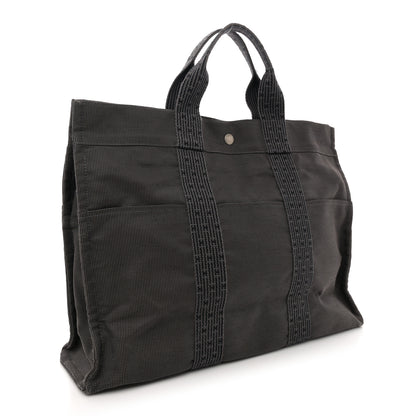 Hermes Canvas Herline MM Tote Grey 2 of 14