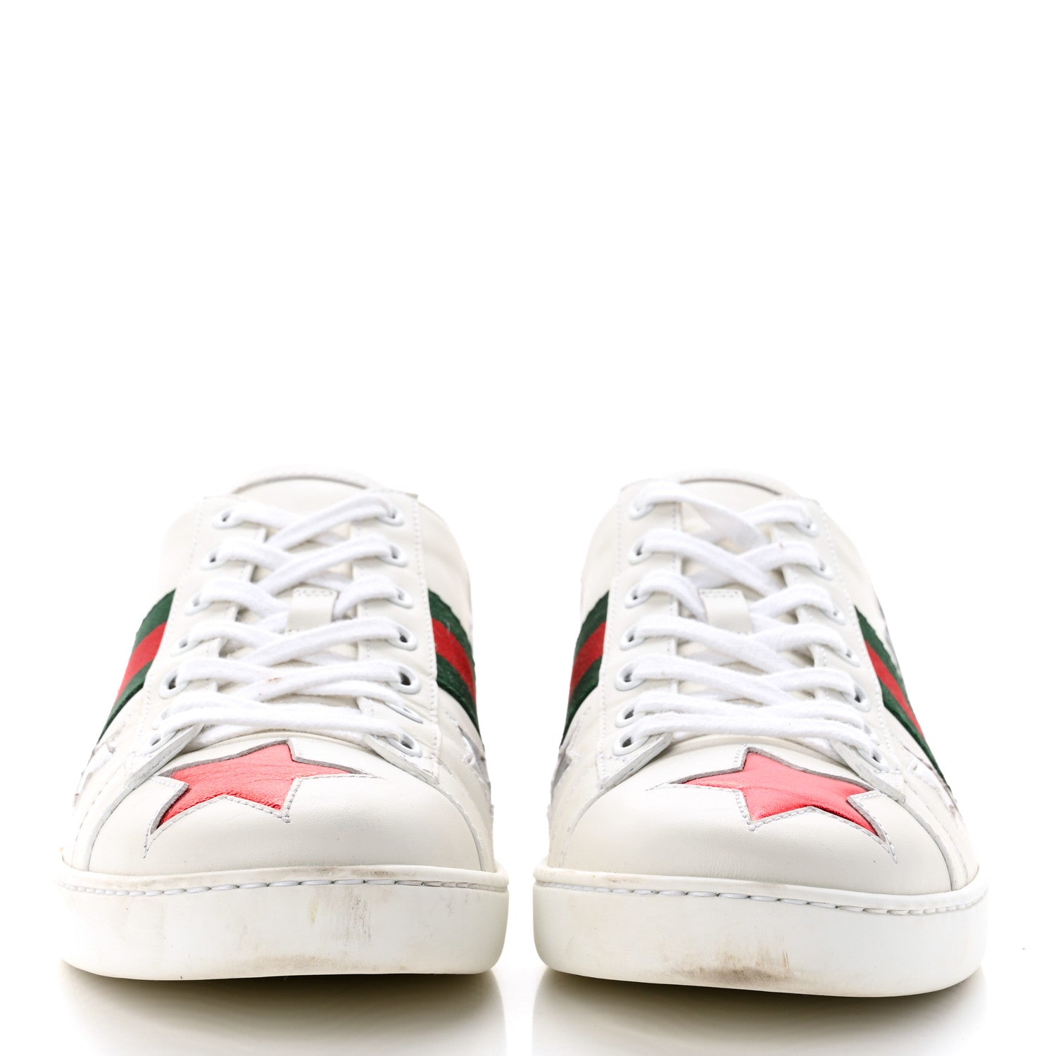 Gucci Calfskin Ayers Web Star Embroidered Womens Ace Sneakers 39 White Multi 2 of 9
