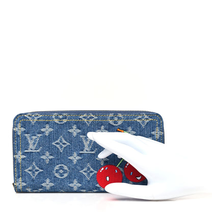 Louis Vuitton LV X TM Monogram Denim Cerises Zippy Wallet Blue 2 of 8
