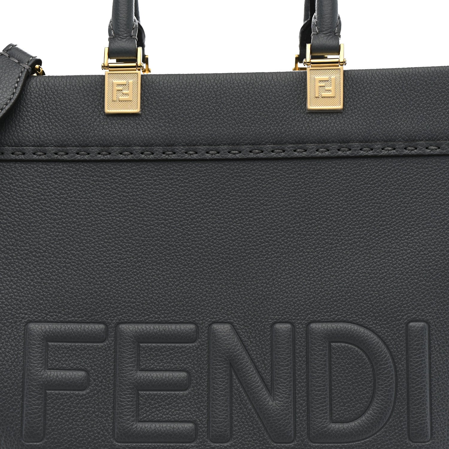 Fendi Vitello Cher Logo Debossed Medium Fendi Sunshine Shopper Tote Real Tempesta 8 of 10