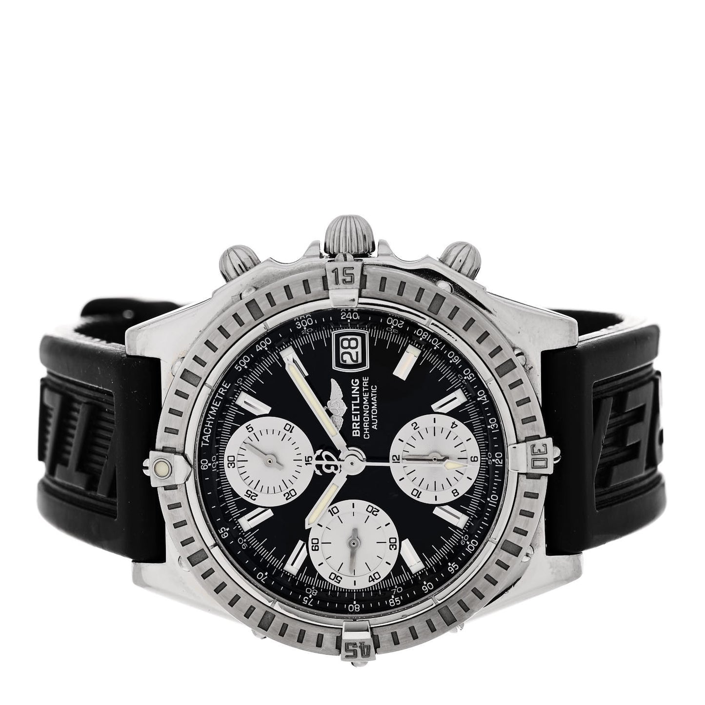 Stainless Steel Rubber 39mm Chronomat Automatic Watch Black A13352