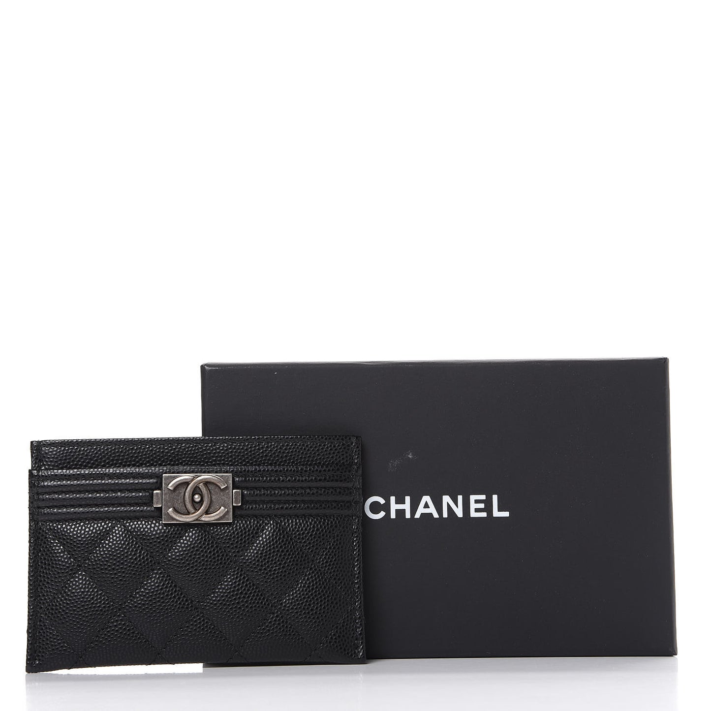 Caviar Quilted Boy Card Holder Black