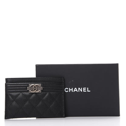 Chanel Caviar Quilted Boy Card Holder Black 10 of 10