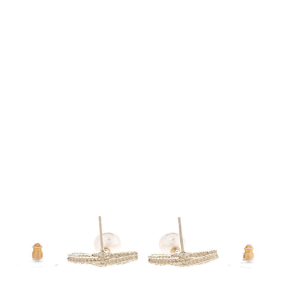 Chanel Crystal Pearl CC Treasure Chest Drop Earrings Light Gold 3 of 5