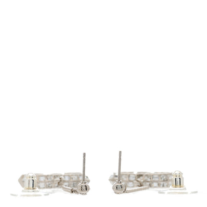 Chanel Baguette Crystal CC Drop Earrings Silver 2 of 3